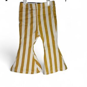 Baileys Blossoms 2T Yellow White Stripe Bell Bottom Pants Toddler Boho